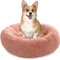 Enjamoy Hundebett Flauschig Donut Plüsch Katzenbett Hundekissen, Waschbar Rund Hundebetten für Kleine, Mittelgroße Hunde Katzen, Rosa 70cm