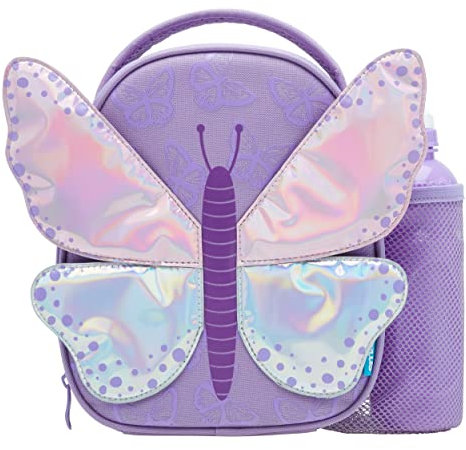Smash Kids 3D Butterfly Insulated Lunch Bag and Bottle, Purple