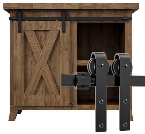 WOLFBIRD Kit de hardware para puerta corredera de 106 cm, para puerta individual, armario pequeño, soporte de TV (no incluye armario)