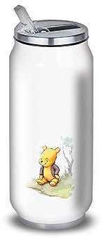 Gourde/Bouteille d'eau en Aluminium - Acier Inoxydable (thermos 24h) réutilisable 330ml à 750ml, Winnie the Pooh (Canette M 500ml, Acier Inox)