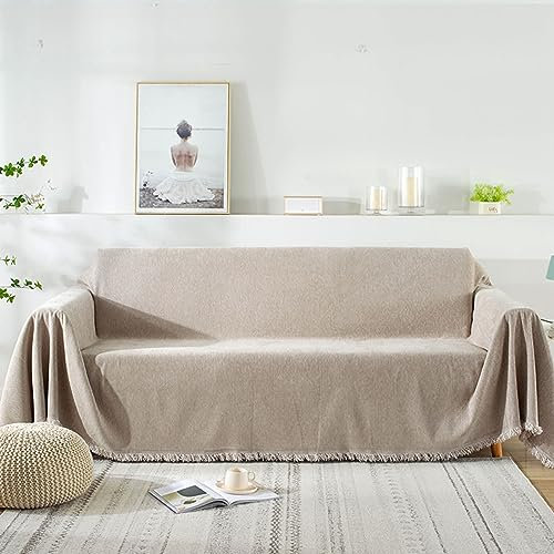 Gualiy Sofa Überzug 180x260cm, Einfarbig Sofabezug 2 Sitzer Couch Überzug Antirutsch Khaki Sofabezug für Wohnlandschaft