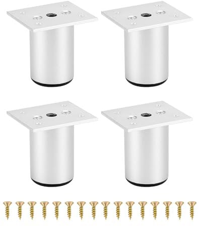 QWORK® 4 Pack Adjustable furniture feet, Aluminum alloy furniture Legs cabinet legs with screws, Height 60mm - 75mm