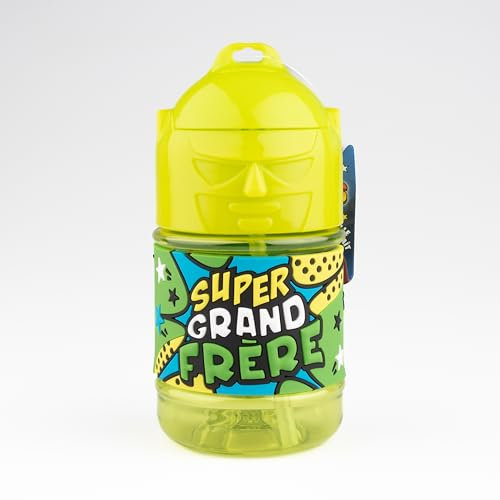 Bouteille personnalisée pour enfant, gourde d'eau avec paille - Super grand frère