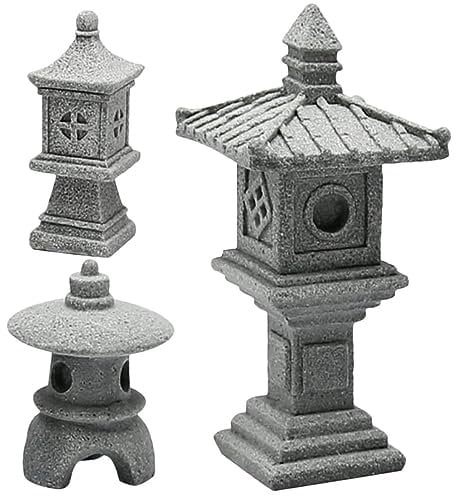 Kisangel 3 piezas Mini estatua de pagoda en miniatura linterna japonesa figuras de pagoda en miniatura de hadas jardín decoración conjunto pecera acuario adorno terrario zen bonsái decoración