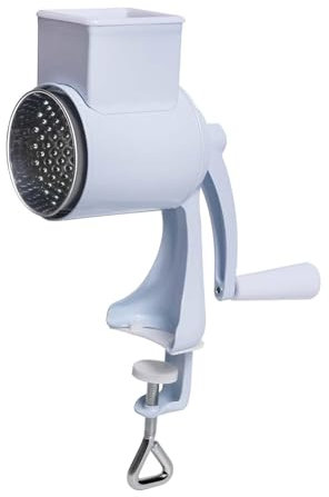 Generic Rotary Cheese Shredder Nut Chopper Aluminum Alloy Household Corn Mill with Table Clamp Food Mill for Walnut Spice Peanut Nuts, White