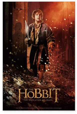 Spreadshirt Der Hobbit Bilbo Smaugs Schatz Im Einsamen Berg Poster 40x60 cm, One size, Weiß