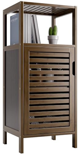 HITNET Armario de baño, Mueble de Suelo de bambú Independiente de 4 Niveles para salón, Cocina y Dormitorio, Nogal