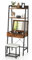 RELAX4LIFE Dressing Table with Stool and Flip Top Mirror, Ladder Vanity Makeup Table with 2 Ladder Shelves and 4 Hidden Storage Compartments, Cosmetic Bedroom Dresser Make Up Desk (Rustic Brown+Black)