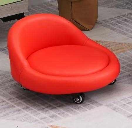 Kleiner niedriger Hocker, Kleiner Hocker mit Rollen, Haushaltsrolle, niedriger Hocker, schöne Näh-Kleinbank, Sofa-Hocker, einfacher kreativer Kleinkind-Hocker (Color : Red)