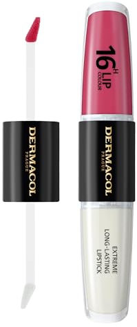 NEW Dermacol - 16-Hour Lip Colour, Highly Pigmented Glossy Lip Stain, Two-Phase Lip Plumper Gloss, Kissproof Lip Makeup Products with Matte and Glitter Finish, n.6
