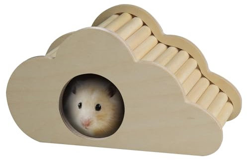 NANEEZOO Hamster Haus aus Holz Hamsterhaus Treppen Spielzeug, Versteck mit Kletterleiter für Hamster, Gerbils, Mäuse und Kleintiere