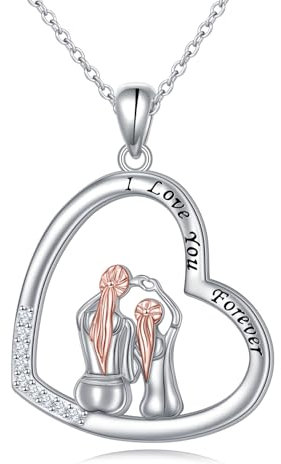 HOOHWE Mutter und Tochter Halskette für Damen 925 Sterling Silber Kette für Mama Herz Halskette Anhänger Halskette Schmuck Geschenke für Mama