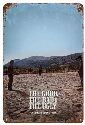 NRCKMIHRAE Filmposter The Good, The Bad And The Ugly, Wanddekoration, Kunst, Metallblechposter, moderne Heimdekoration, Kunst, Metallposter, Hausbar, Laden, Dekorationen, Vintage-Schild, Geschenk,