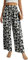 QIXING Weite Hosen Damen High Waist Palazzo Hose Gerade mit Taschen Yoga Stoffhose Elegant Sommer Damenhose mit Gummizug(Schwarz-Pfirsichblüte, S)