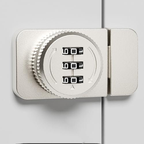 BBTISG Cerradura de Contraseña Sin Llave para Instalación sin Taladrar, Cerradura de Código Mecánico de 3 Dígitos Cerradura Digital con Botón Pulsador para Puerta de Gabinete de Cristal (Plateado)