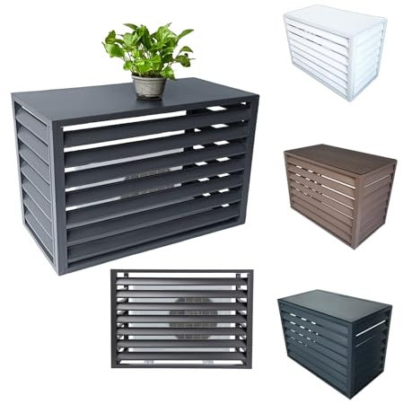 Cubre Aire Acondicionado Exterior, Funda Para Aire Acondicionado De Aluminio, Cubierta Rejilla Para Aire Acondicionado, Valla para Dispositivos Exteriores Pantalla Decorativa(Gray,100x50x70cm)