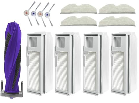 HMHAMA Kit d'accessoires de rechange pour aspirateur et balai Narwal Freo X Plus/Freo X Ultra, 1 brosse principale, 4 serpillères, 4 sacs à poussière, 2 paires de brosses latérales