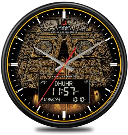 Azan-Uhr, Muslimische Gebetsuhr, Athan-Wanduhr, Digitale Azan-Uhr für Zuhause/Büro/Moschee (schwarz)