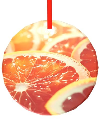 Christbaumschmuck, rund, aus Glas, gekühlt, orangefarben, geeignet für Weihnachten, Neujahr, Zuhause, Versammlungen, Dekorieren