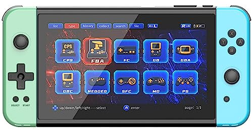 Console De Jeu Portable X70, Console De Jeu Vidéo Portable Rétro 7 Pouces Grand écran HD Gba Nes Arcade 19 émulateurs Intégrés Prenant en Charge L'extension De Mémoire Et La Sauvegar(Color:Vert Bleu)
