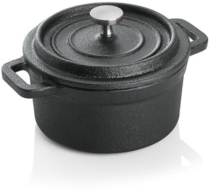 8 x Cocotte in ghisa nera ø 10 cm con coperchio