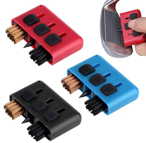 Eophmi Golf Club Cleaner Brush,3 Pcs Golf Club Brush,3 In 1 Golf Brush Cleaner,Pocket Size Groove Cleaner Golf,Portable Retractable Golf Ball Cleaner,Multi-Function Cleaning Brush Golf Groove Cleaner
