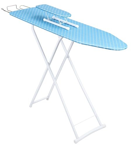 kiskick Tabla de planchar, tabla de planchar de tamaño completo, tabla de planchar plegable de tamaño completo, cubierta gruesa, soporte de plancha de vapor plegable de 4 patas, tabla de planchar para
