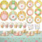 Yungyan 97 Pcs 24 Guests Tea Birthday Party Supplies Disposable Tableware Set 9 oz Paper Tea Cups with Handle, 7 9 Paper Plates, Napkins, Tablecloth for Floral Party Wedding Baby Shower