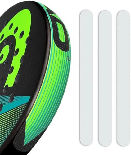 Protector de Pala de Pádel Transparente y Rugoso, Silicona Duradera - Cinta de Protección de Alto Impacto 35x370mm Ligero y Fácil de Instalar para Máxima Durabilidad (3 uds.)