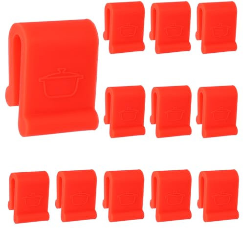 12 St Deckelschutzklammern für Dutch Oven, Verdickt Kochgeschirrschutz Stoßstangenschutzklammern Ersatz-Pfannenklammern zur Präsentation und Aufbewahrung von Dutch Oven-Töpfen (Orange)