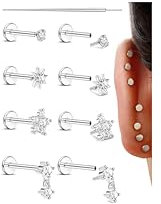 Kakonia 18G Helix Piercings Silber Tragus Piercing Chirurgenstahl Conch Piercing Ohr Tragus Ohrringe Nasenpiercing Stecker Hypoallergen Conch Labret Medusa Piercings Lippenpiercing CZ Ohrschmuck