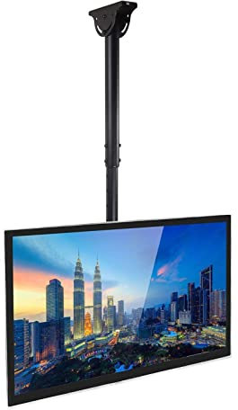 Soporte de techo para TV - Soporte de pared ajustable para TV compatible con televisores 4K de 32 a 65 pulgadas, soporte de pared para TV, altura ajustable, inclinación y giro telescópicos, pantalla