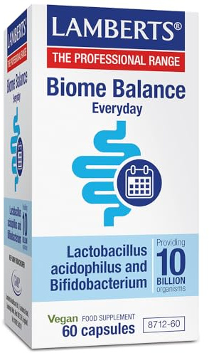 Lamberts Biome Balance Everyday – 10 Billion CFU – with Lactobacillus Acidophilus & Bifidobacterium Bifidum – 60 Capsules