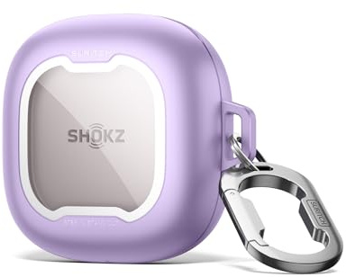 SURITCH Hülle Kompatibel mit Shokz OpenFit 2/OpenFit 2+,Stoßfest Magnetischem Verschluss Schutzhülle Schutzbügel Umhüllung mit Reinigungsset & Karabiner Schlüsselbund(Lila