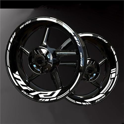 BTWSRX Adesivo per mozzo Ruota Moto Adesivi per Cerchi Moto, Strisce Adesive per Yamaha YZF-R1 YZF R1 YZFR1 2019 2020 2021 2022 2023 2024 Adesivi Riflettenti per Cerchi Adesivi per Ruote(Colore 17)