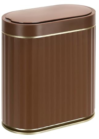 ELPHECO Bathroom Trash Can with Lid, 2 Gallon, Automatic Lid, Brown Gold