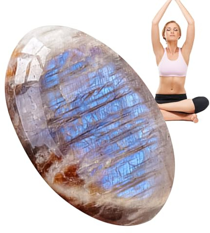 Rainbow Moonstone | Ovaler Cabochon Mondstein | Handgefertigtes Mehrzweck natürlicher glatte Regenbogenenergiestein für positive Energie- und Kristallnetzschmuckherstellung