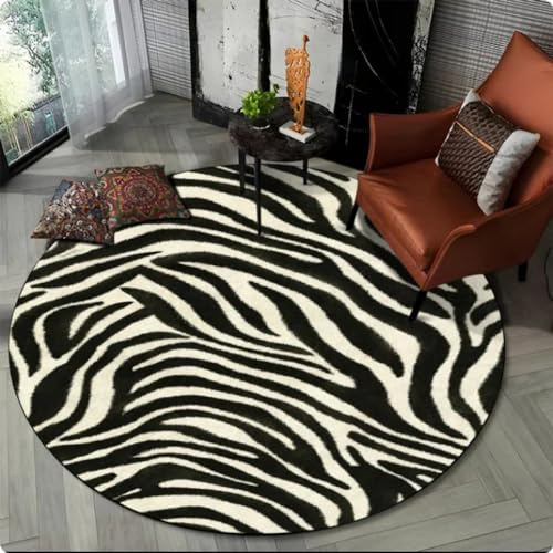 Tapis rond 3D imprimé zèbre coloré pour salon, chambre à coucher