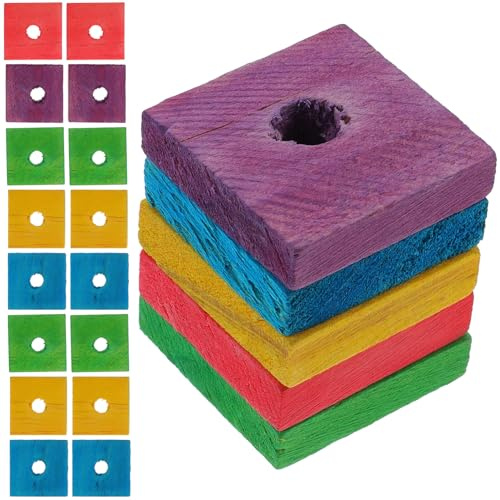 GARVALON 100 Stück Teiliges Papageien Holzspielzeug Bunte Kauspielzeuge aus Ungiftigem Holz für Vögel DIY Holzchips zur Beschäftigung und Zahnpflege Geeignet für Graupapagei Nymphensittich