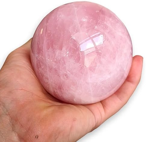 TENET - Sfera di Cristallo Pietra Naturale Minerale (QUARZO ROSA 8 CM)