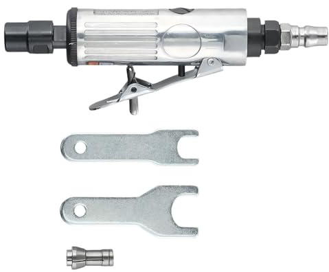 Gettimore Druckluftschleifer, 20.000–23000 U/min, pneumatisches Schleifwerkzeug mit 3 mm Spannzange zum Polieren und Gravieren, leichtes Gehäuse aus Aluminiumlegierung, hinterer Auspuff