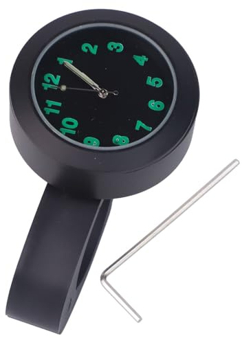 Emiif Wasserdichte Motorrad-Uhr mit stoßfestem Design für Lenkermontage, kompatibel mit den meisten Motorrädern, Cruisern und Custom Fahrrädern (schwarz)