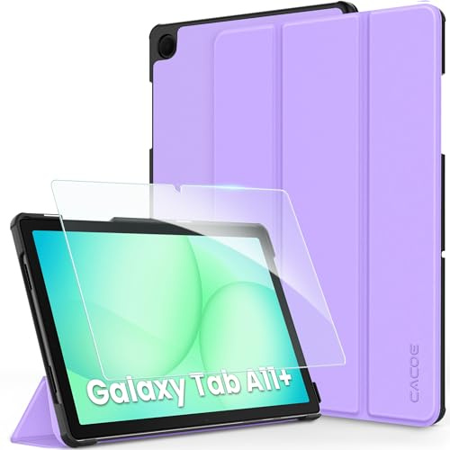 CACOE Cover Compatibile con Samsung Galaxy Tab A11+ Plus / A9+ 11 2025 | Custodia con Samsung Galaxy Tab A11+ Plus / A9+ 11 Pollici , Ultra Sottile in Pelle con Vetro Temperato Ultra ,Viola lavanda