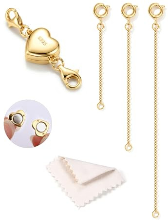 YADOCA Kettenverlängerung Silber 925 Magnetverschluss Kette 14K Vergoldete Verlängerung Gold Kette Halskette Fußkettchen Armband Verlängerungskette für Damen Herren