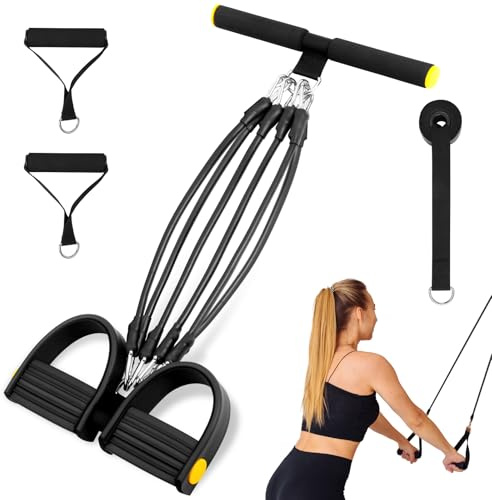Flintronic Verstellbarer Chest Expander Fitness Widerstandsbänder mit 3 Strings o 5 Strings, Verstellbare Widerstandsbänder mit Griffen, Bauchtrainer Multifunktionstrainer für Zuhause