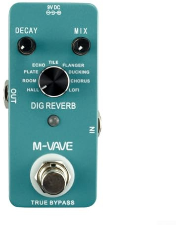 KHIronHive Digitales Gitarren-Reverb-Pedal mit 9 Typen Hall Room Plate für FLANGER Ducking Chorus LoFi True Bypass Zinklegierung Shell Kompaktes Design für E-Gitarren-Effekte