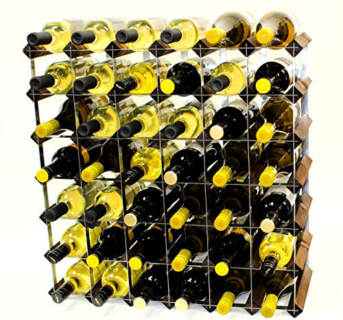 Classic 42 Bottle Walnut Stained Wood and galvanised Metal Wine Rack Ready Assembled