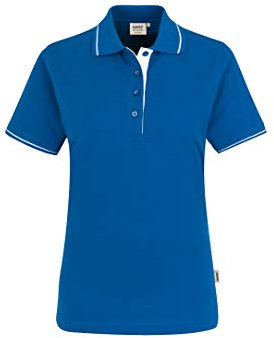 HAKRO Damen Polo-Shirt Casual - 203 - blau/weiß - Größe: S