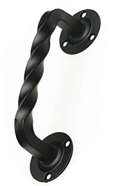 Antik rustikaler Stoßgriff Türbeschlag aus Schmiedeeisen schwarz Grifflänge 153mm