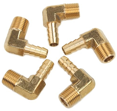 LTWFITTING 90 Deg Elbow Brass Barb Fitting 1/4-Inch Male BSPT x 8mm ID Hose(Pack of 500)